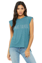 Load image into Gallery viewer, Mat Talker Cheer Flowy Muscle T-Shirt with Rolled Cuff