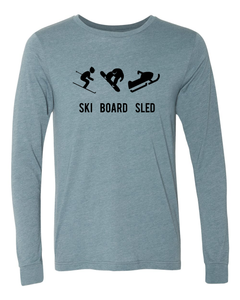 Ski Board Shred Long Sleeve Winter Sports T-shirt