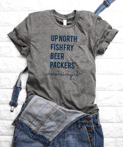 Up North Fish Fry Beer Packers Wisconsin Girl Triblend Shirt